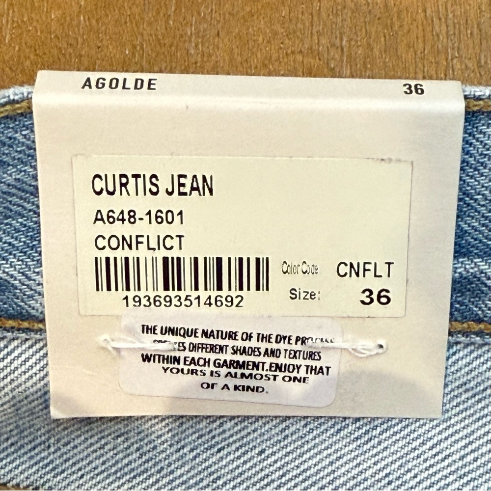 NWT AGOLDE Curtis‎ Jean in Conflict Mid Rise Straight Leg Tapered Ankle Size 36 - Picture 6 of 12